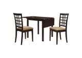 190821-S3 Kelso 3-piece Drop Leaf Dining Table Set Cappuccino and Tan