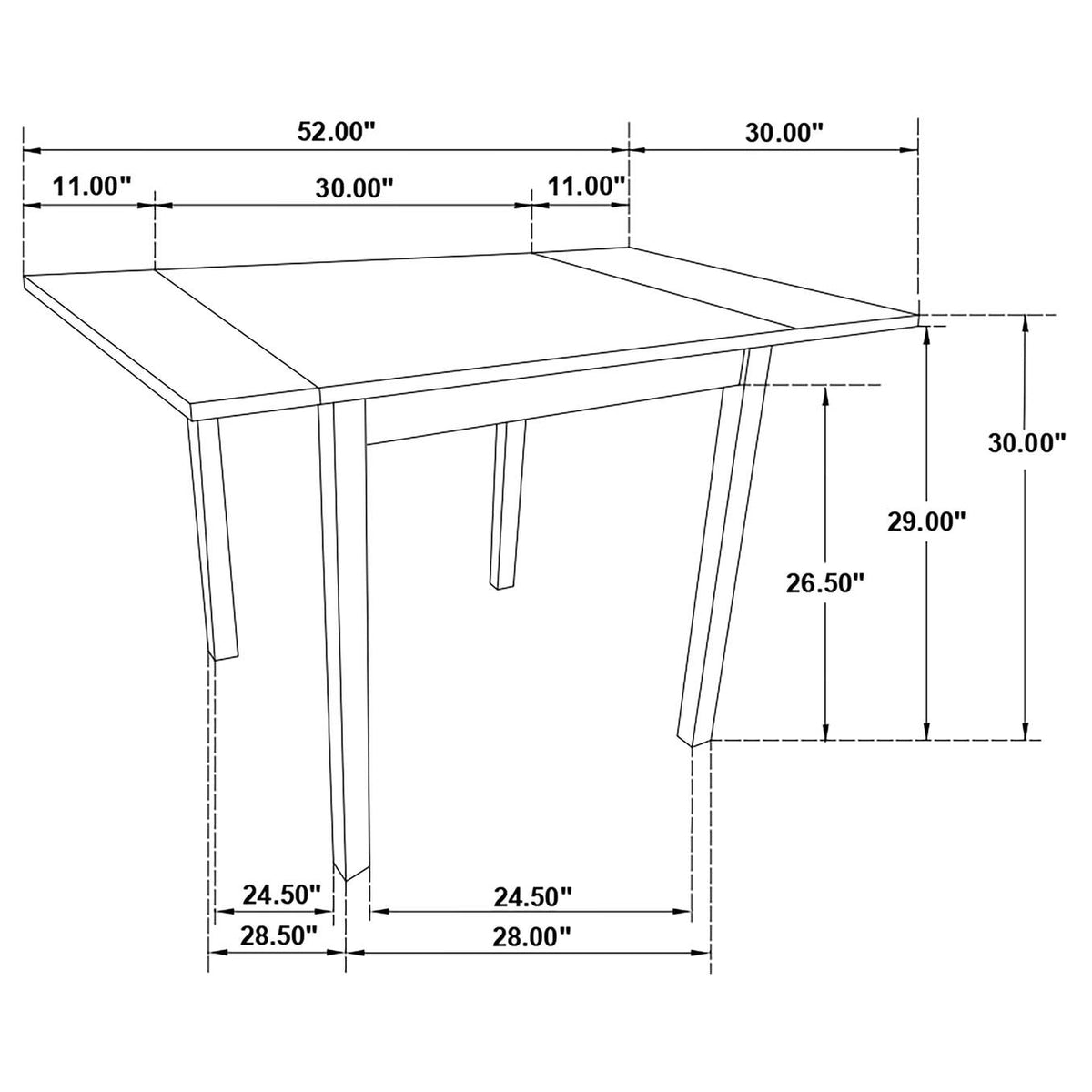 190821 Kelso Rectangular 52-inch Extension Dining Table Cappuccino
