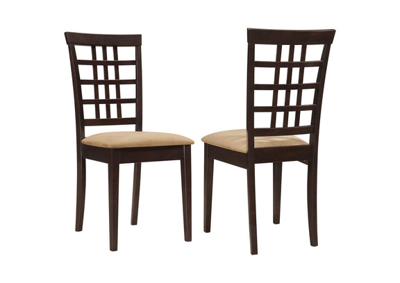 190822 Kelso Lattice Back Dining Side Chair Cappuccino (Set of 2)