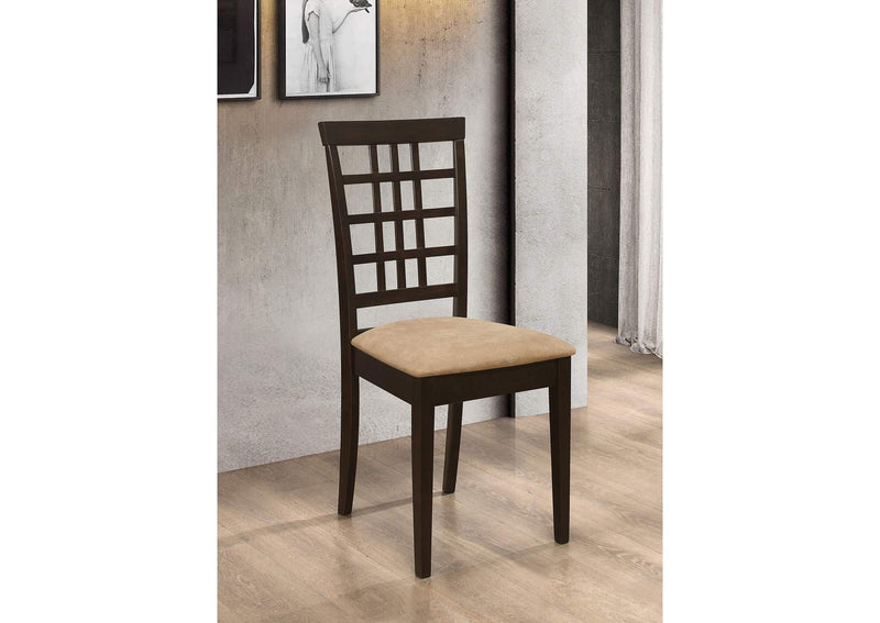 190822 Kelso Lattice Back Dining Side Chair Cappuccino (Set of 2)