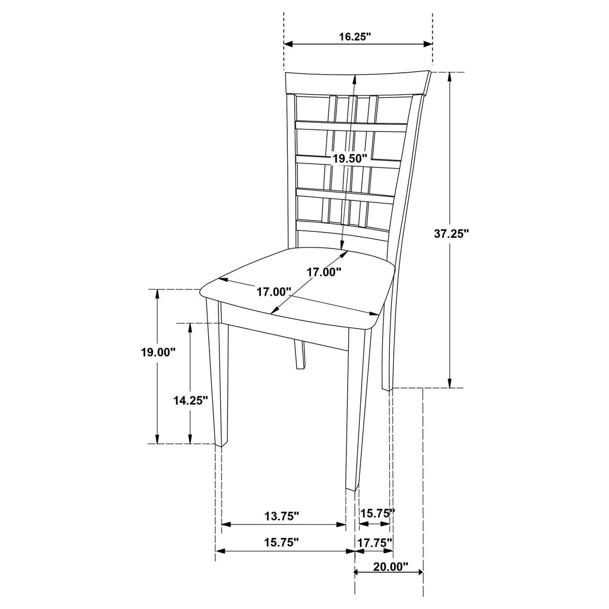 190822 Kelso Lattice Back Dining Side Chair Cappuccino (Set of 2)