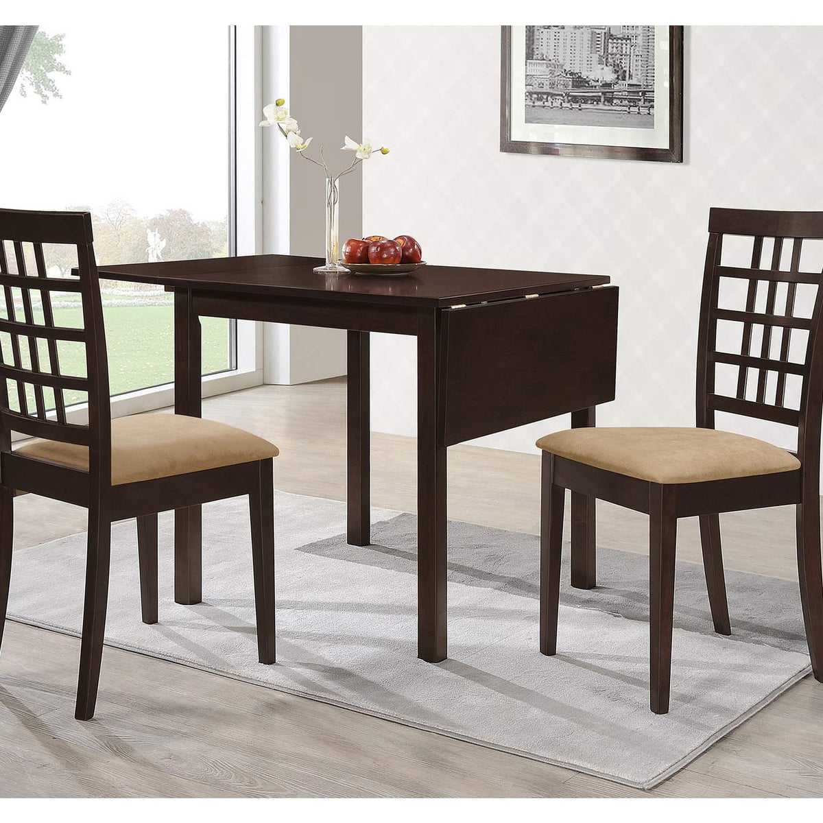 190822 Kelso Lattice Back Dining Side Chair Cappuccino (Set of 2)