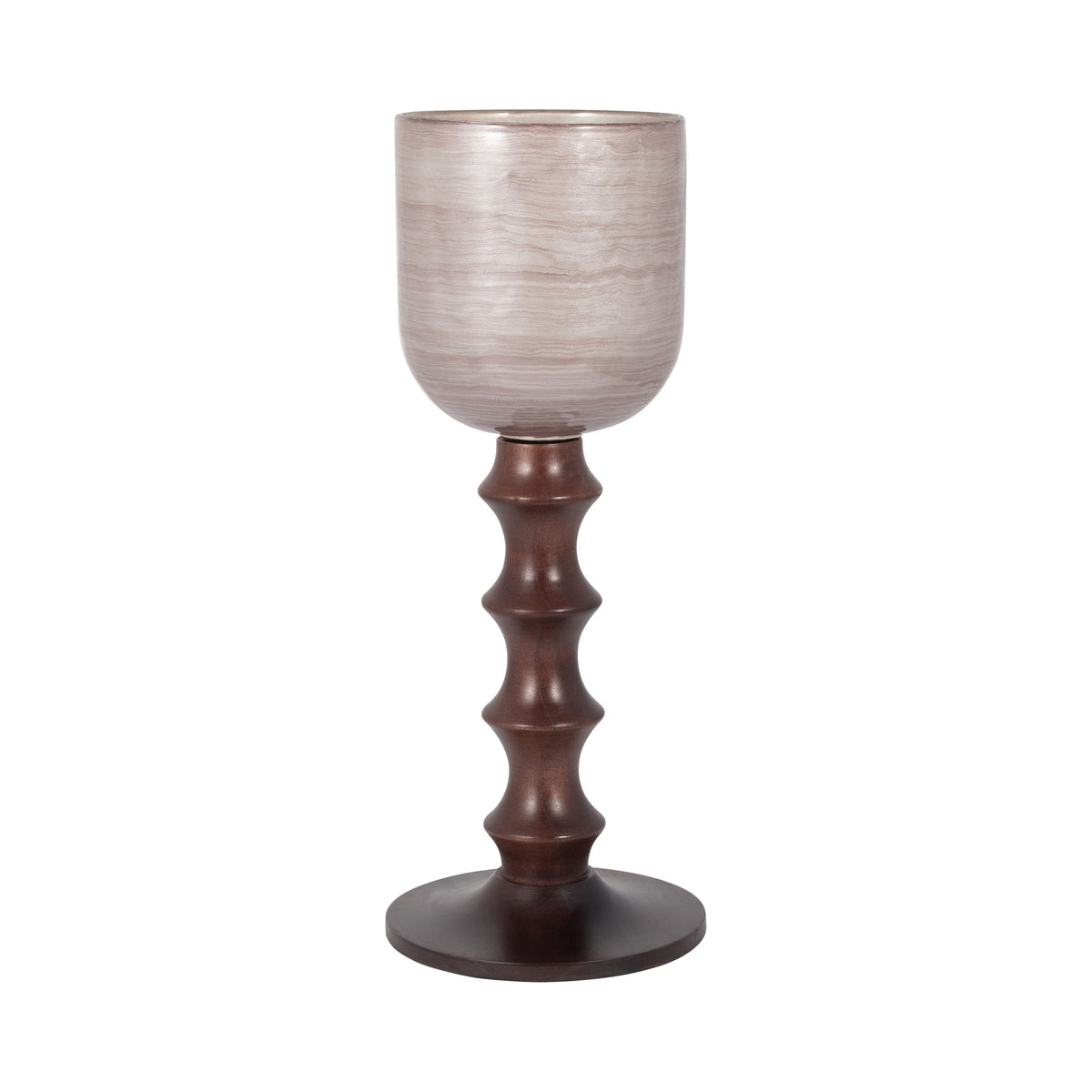 Glass 20" Wooden Base Hurrican - Blush