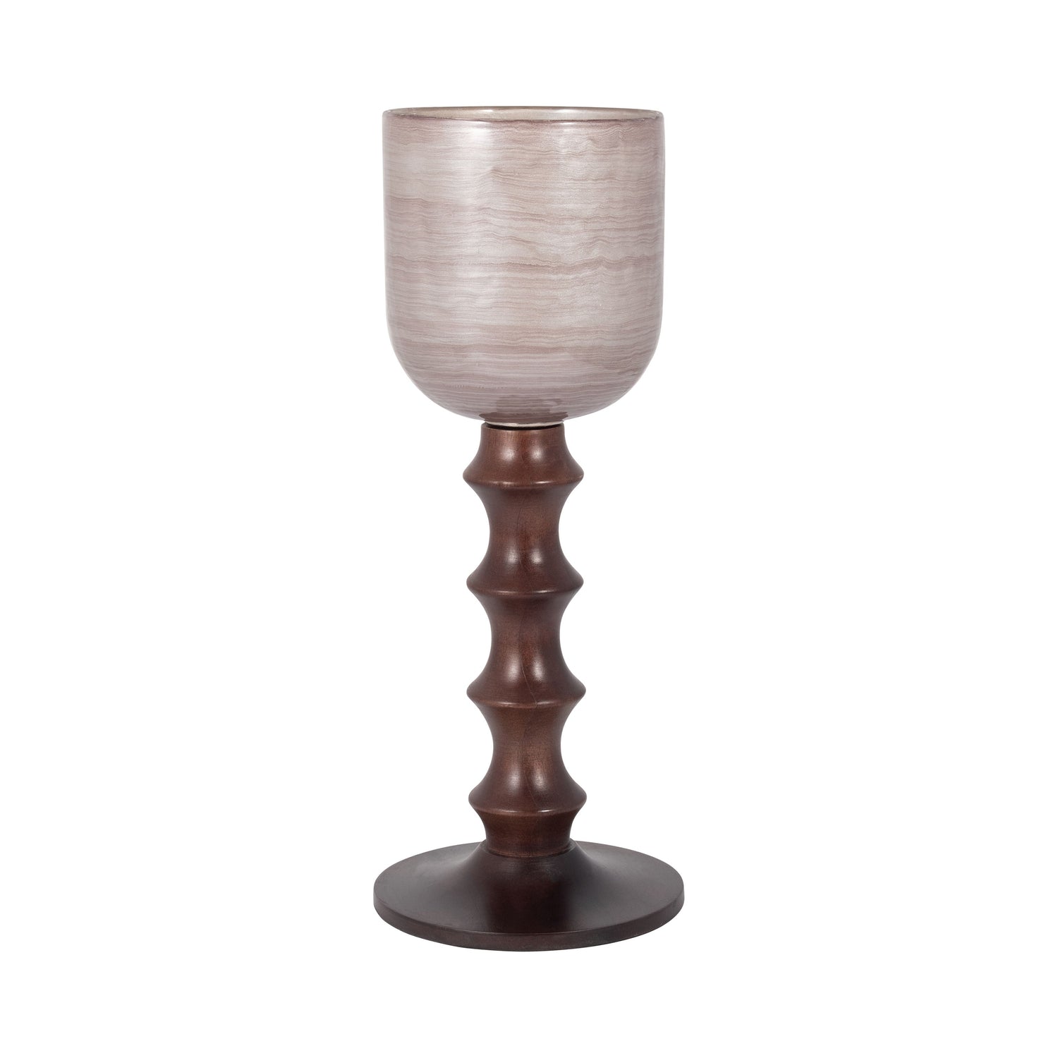 Glass 20" Wooden Base Hurrican - Blush
