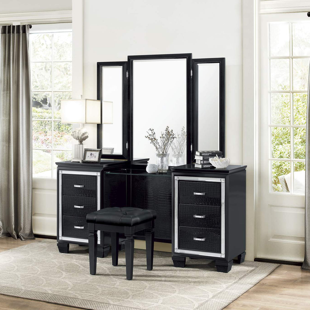 1916BK-14 Allura Dressing Table Stool