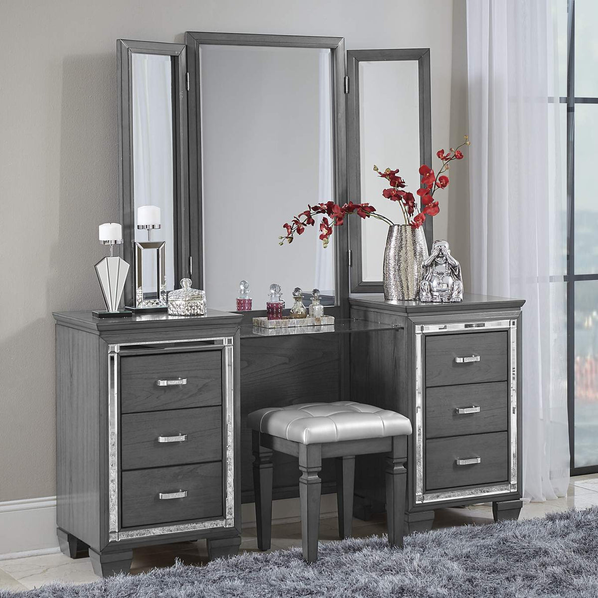 1916GY-14 Allura Dressing Table Stool