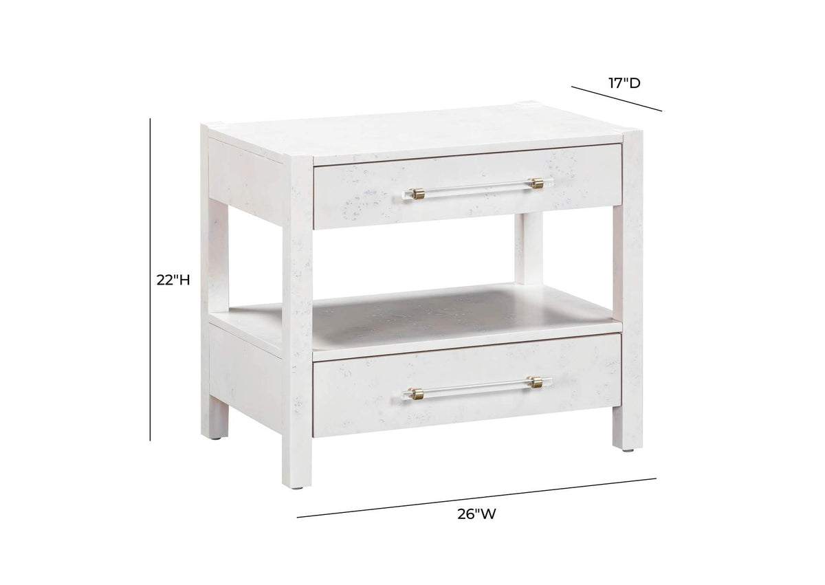 TOV-B54190 Brandyss White Burl Nightstand