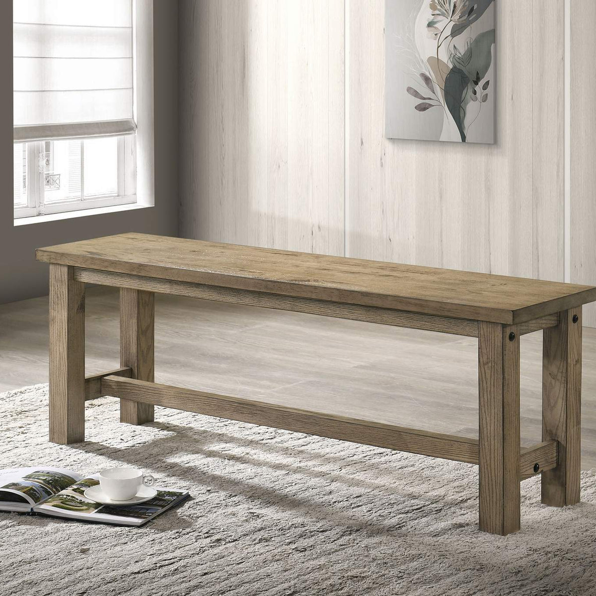 192923 Cardova 51-inch Solid Wood Dining Bench Vineyard Oak