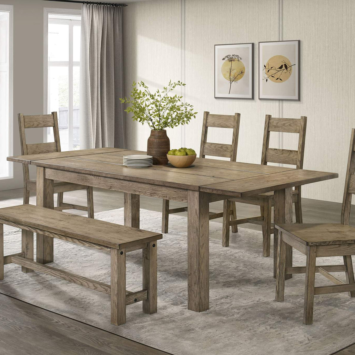 192923 Cardova 51-inch Solid Wood Dining Bench Vineyard Oak