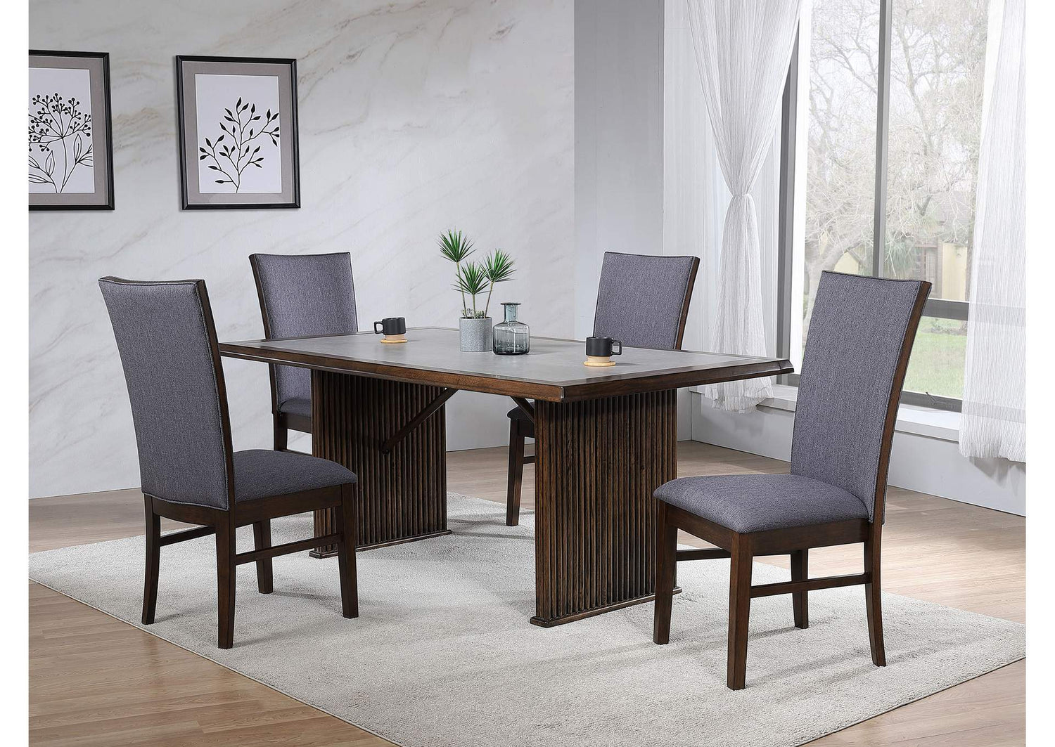 193591-S5 Sherwood 5-piece Rectangular Dining Table Set Brown
