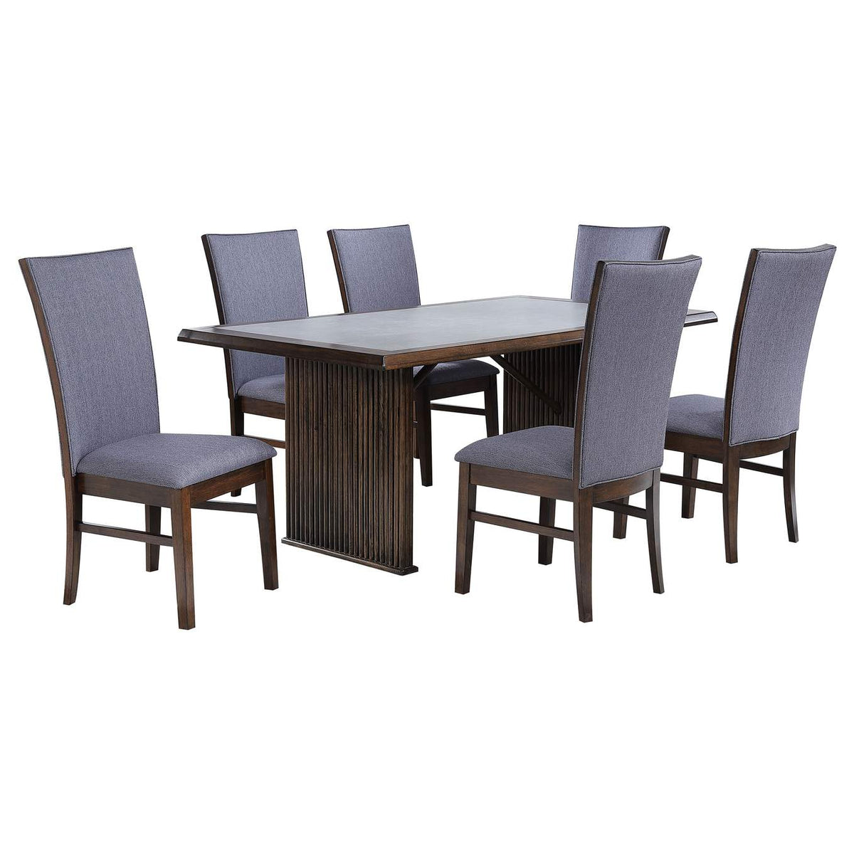 193591-S7 Sherwood 7-piece Rectangular Dining Table Set Brown