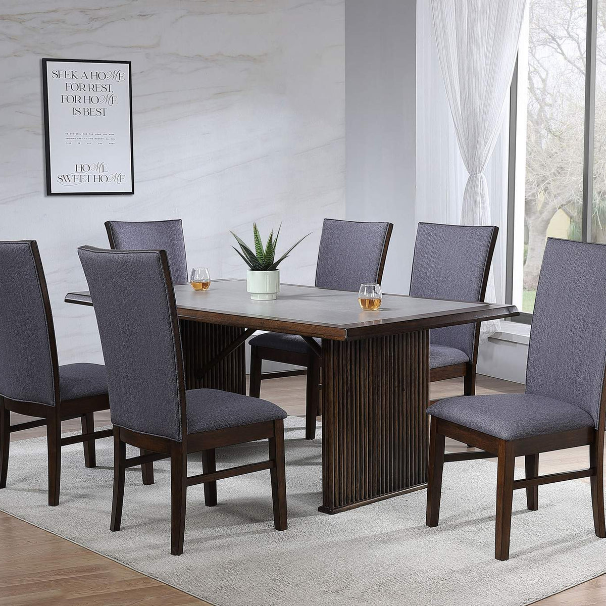 193592 Sherwood Upholstered Dining Side Chair Grey (Set of 2)