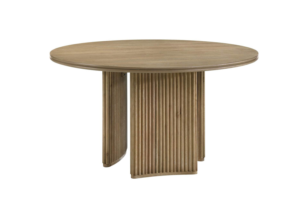 193610 Adina 53-inch Round Wood Dining Table Distressed Light Brown