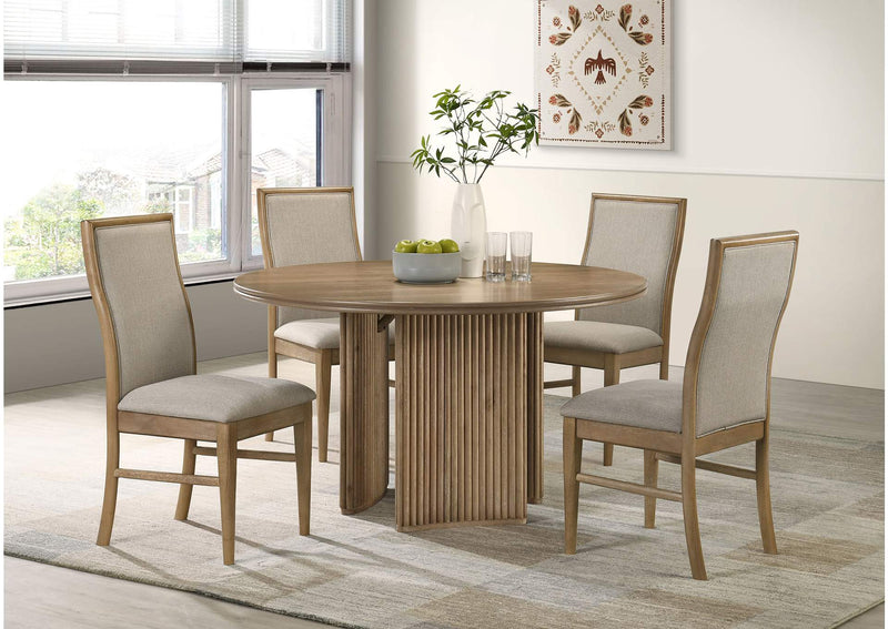 193610 Adina 53-inch Round Wood Dining Table Distressed Light Brown