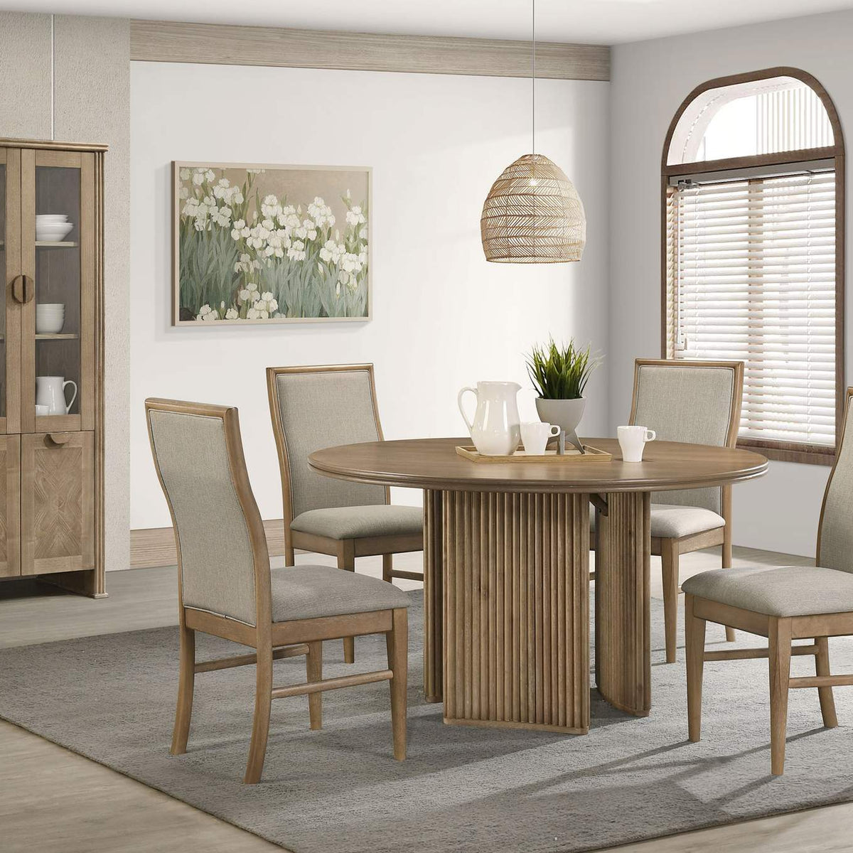 193610 Adina 53-inch Round Wood Dining Table Distressed Light Brown