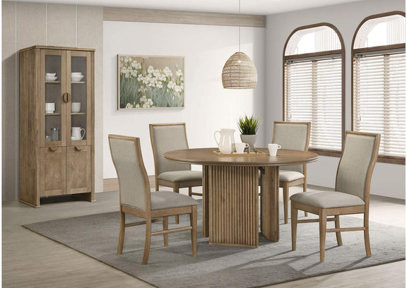193610 Adina 53-inch Round Wood Dining Table Distressed Light Brown