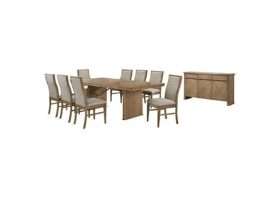 193611-S10 Adina 10-piece Extension Dining Set Distressed Light Brown