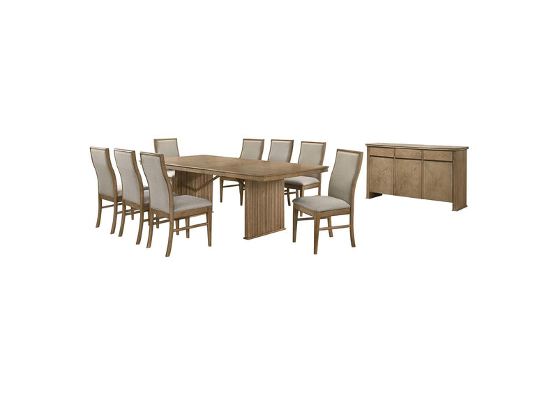 193611-S10 Adina 10-piece Extension Dining Set Distressed Light Brown