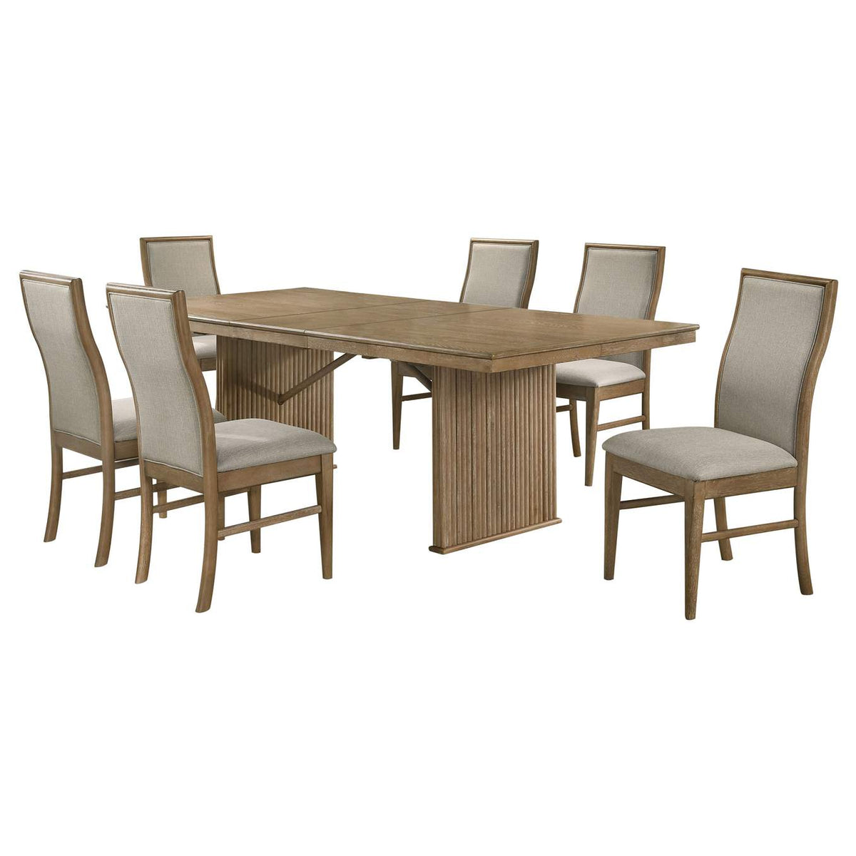 193611-S7 Adina 7-piece Extension Dining Set Distressed Light Brown
