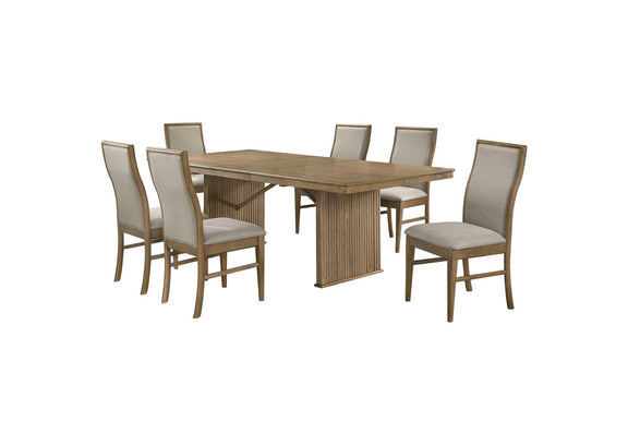 193611-S7 Adina 7-piece Extension Dining Set Distressed Light Brown