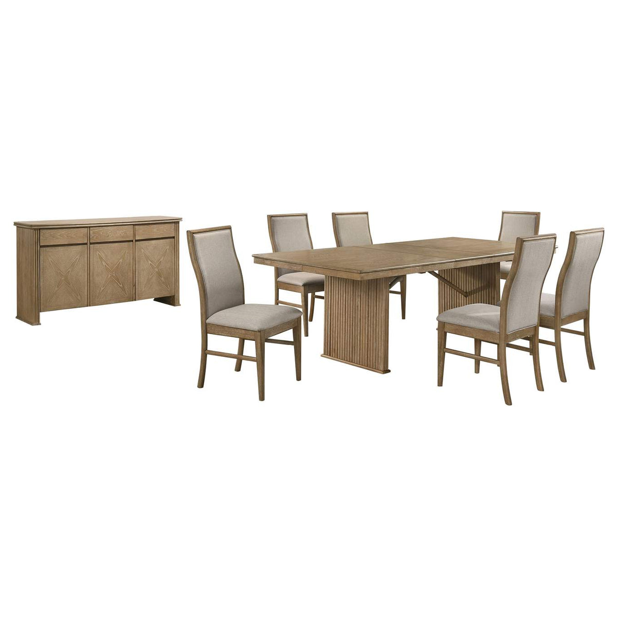193611-S8 Adina 8-piece Extension Dining Set Distressed Light Brown