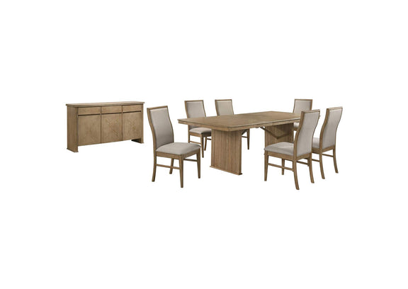 193611-S8 Adina 8-piece Extension Dining Set Distressed Light Brown