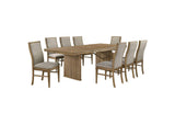 193611-S9 Adina 9-piece Extension Dining Set Distressed Light Brown
