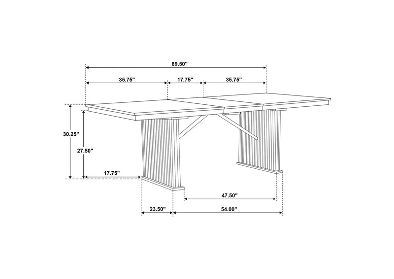 193611 Adina 89-inch Extension Dining Table Distressed Light Brown