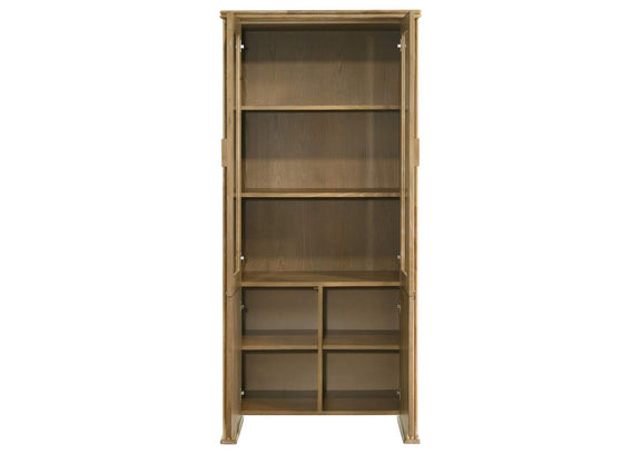 193616 Adina 77-inch Tall Display Cabinet Distressed Light Brown