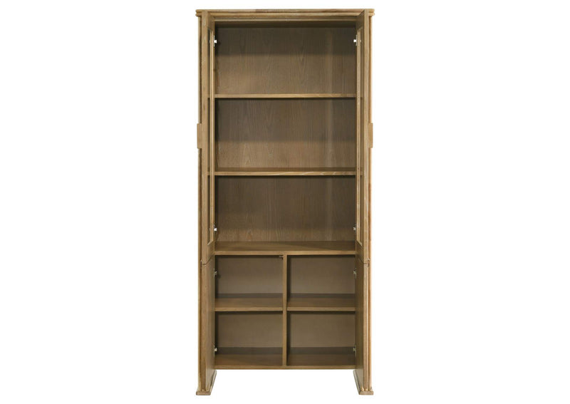 193616 Adina 77-inch Tall Display Cabinet Distressed Light Brown