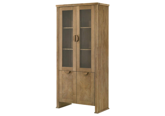 193616 Adina 77-inch Tall Display Cabinet Distressed Light Brown