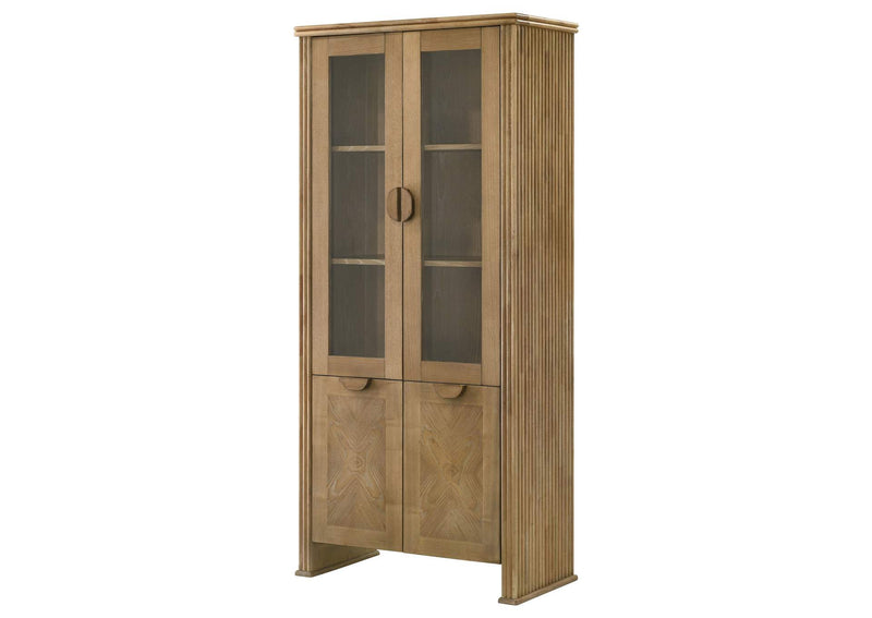 193616 Adina 77-inch Tall Display Cabinet Distressed Light Brown