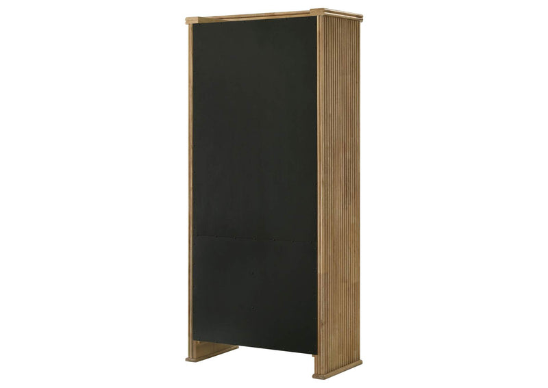 193616 Adina 77-inch Tall Display Cabinet Distressed Light Brown
