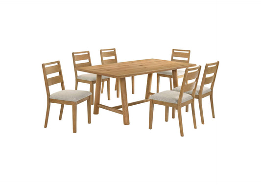 193651-S7 Duncan 7-piece Rectangular Wood Dining Table Set Washed Oak
