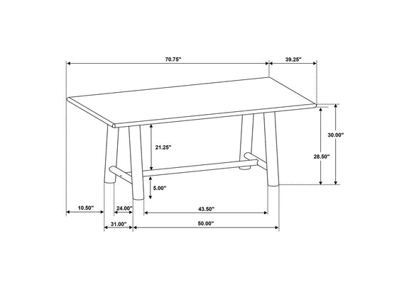 193651-S7 Duncan 7-piece Rectangular Wood Dining Table Set Washed Oak