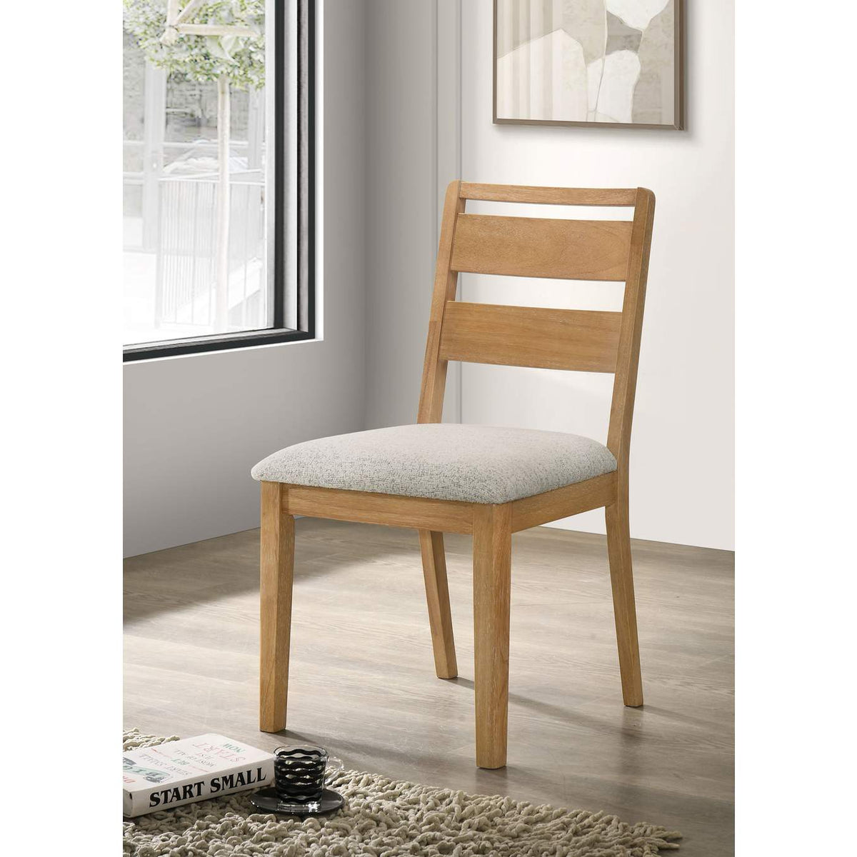 193652 Duncan Ladder Back Dining Side Chair Washed Oak (Set of 2)