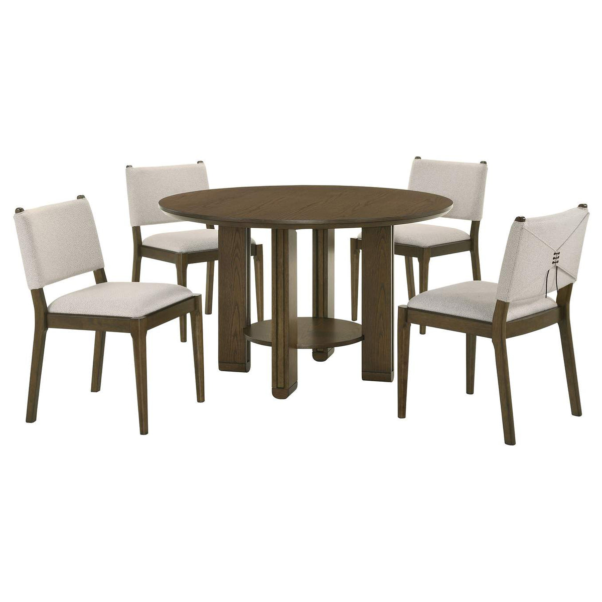 193660-S5 Ottowa 5-piece Round Wood Dining Room Table Set Brown