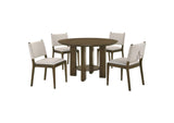 193660-S5 Ottowa 5-piece Round Wood Dining Room Table Set Brown
