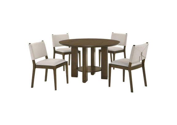 193660-S5 Ottowa 5-piece Round Wood Dining Room Table Set Brown