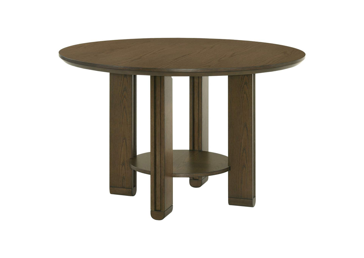 193660 Ottowa 47-inch Round Wood Dining Table with Shelf Brown