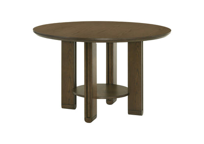 193660 Ottowa 47-inch Round Wood Dining Table with Shelf Brown