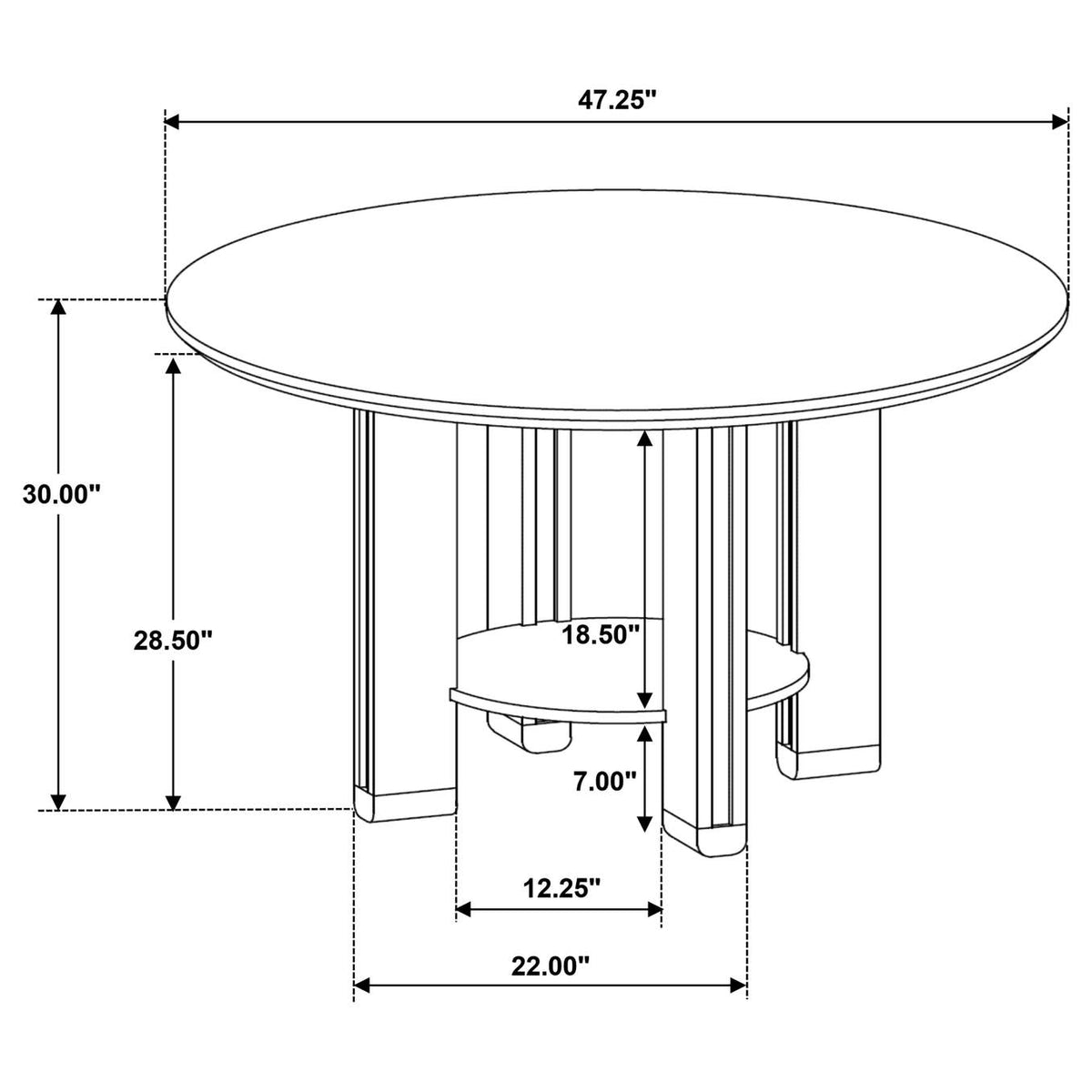 193660 Ottowa 47-inch Round Wood Dining Table with Shelf Brown