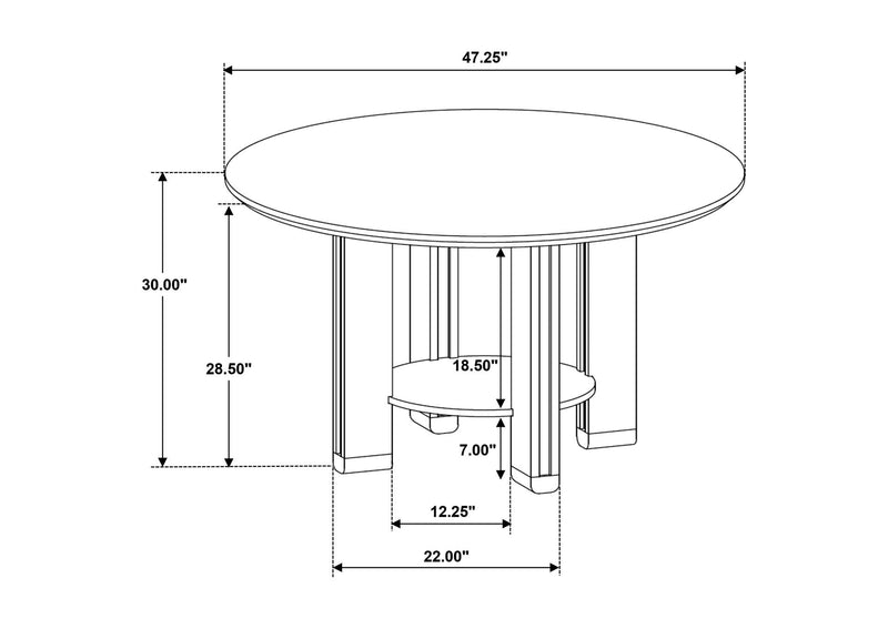 193660 Ottowa 47-inch Round Wood Dining Table with Shelf Brown