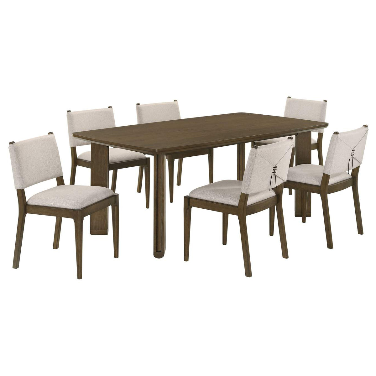193661-S7 Ottowa 7-piece Rectangular Wood Dining Room Table Set Brown