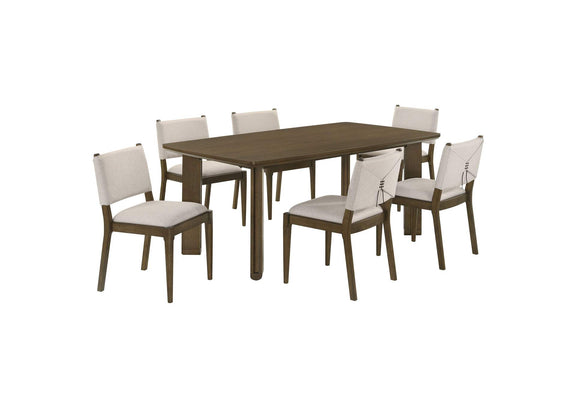 193661-S7 Ottowa 7-piece Rectangular Wood Dining Room Table Set Brown