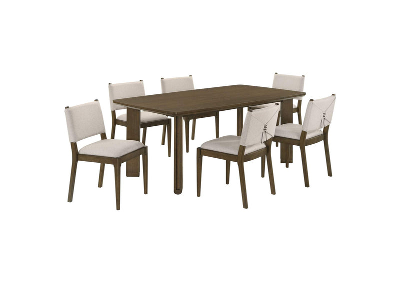 193661-S7 Ottowa 7-piece Rectangular Wood Dining Room Table Set Brown