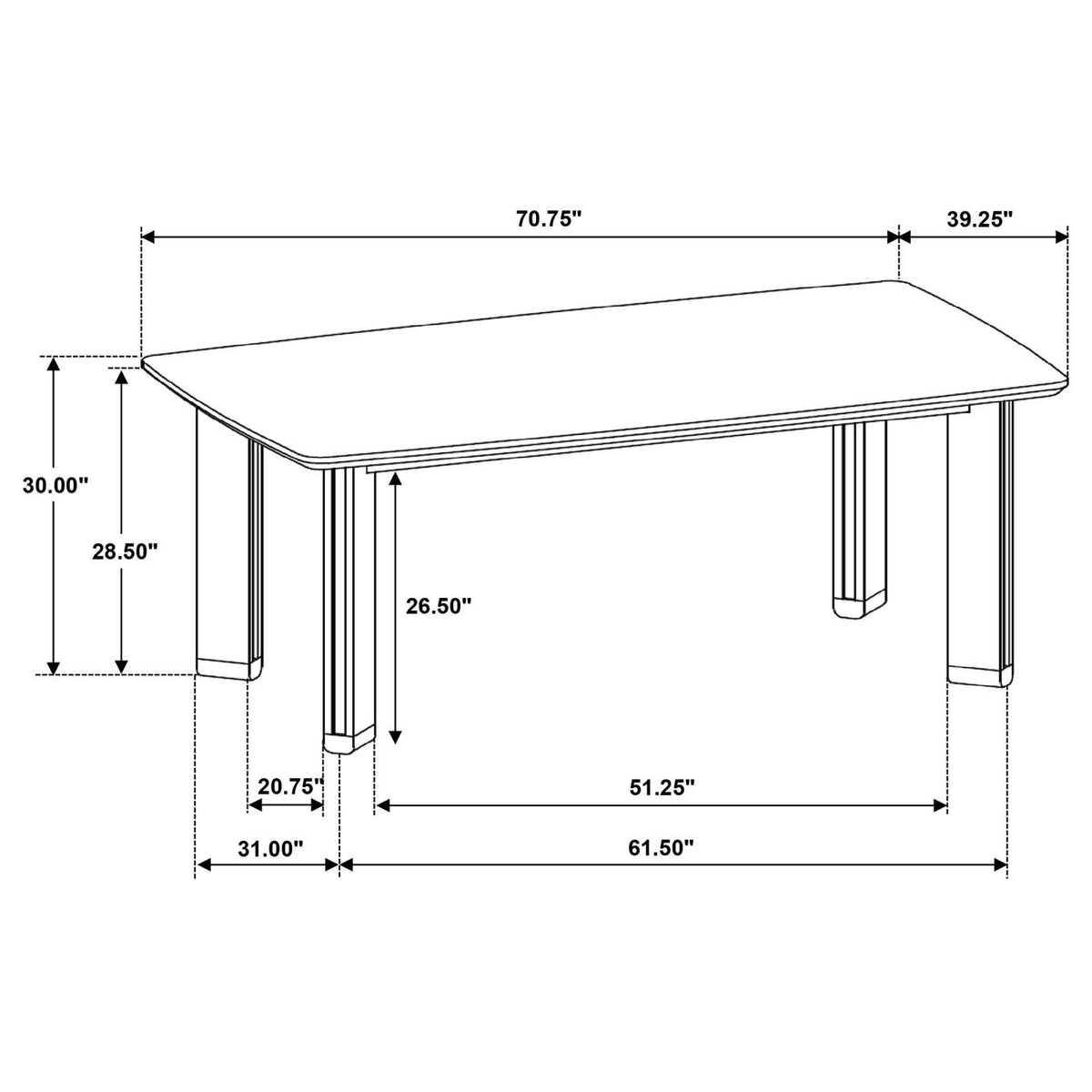 193661 Ottowa 71-inch Rectangular Wood Dining Table Brown