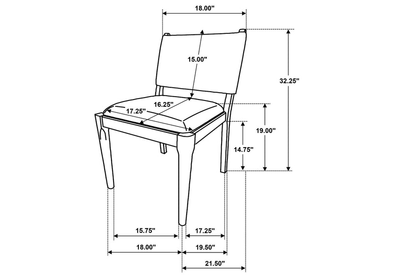 193662 Ottowa Upholstered Dining Side Chair Brown (Set of 2)