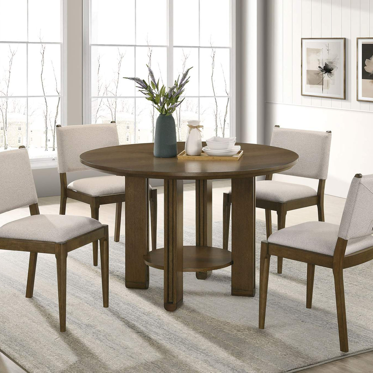 193662 Ottowa Upholstered Dining Side Chair Brown (Set of 2)