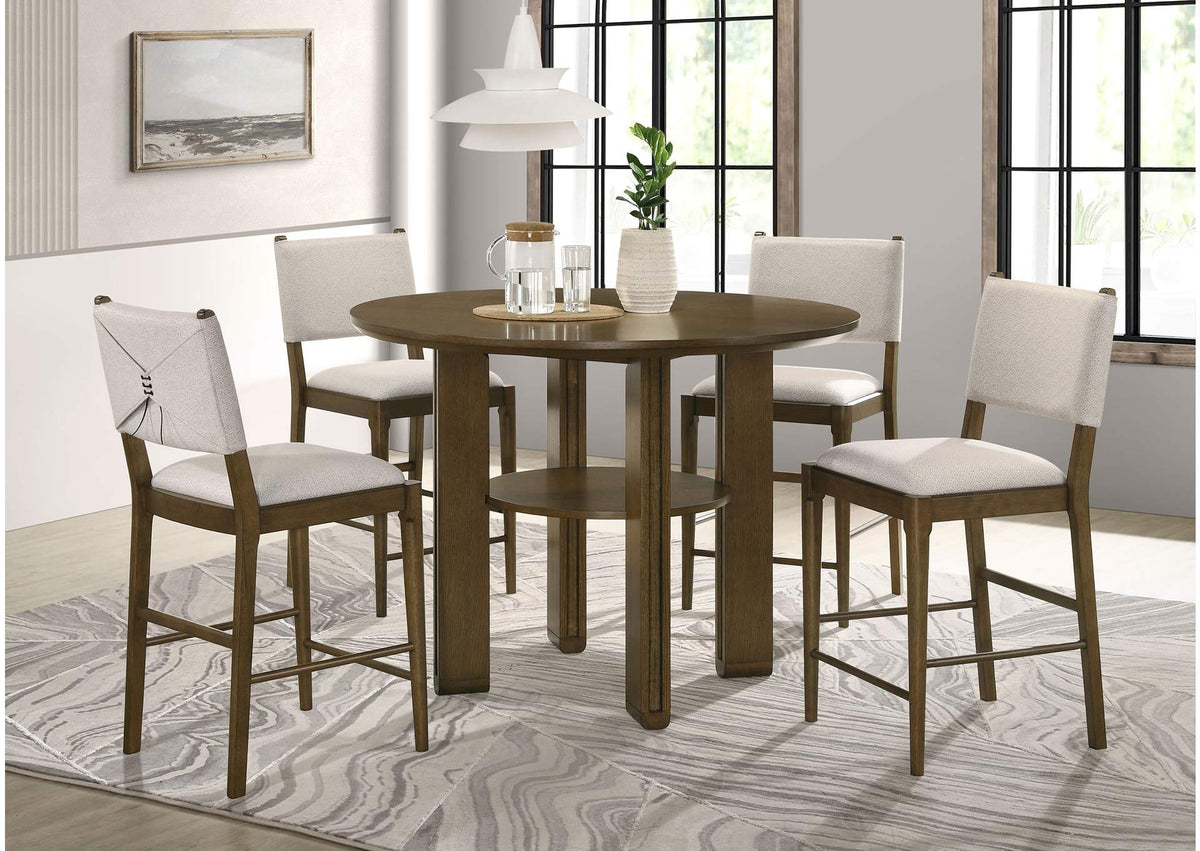 193668-S5 Ottowa 5-piece Round Counter Height Dining Room Set Brown